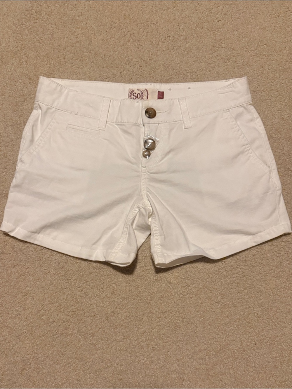 SO White Casual Women's Shorts with Button Fly